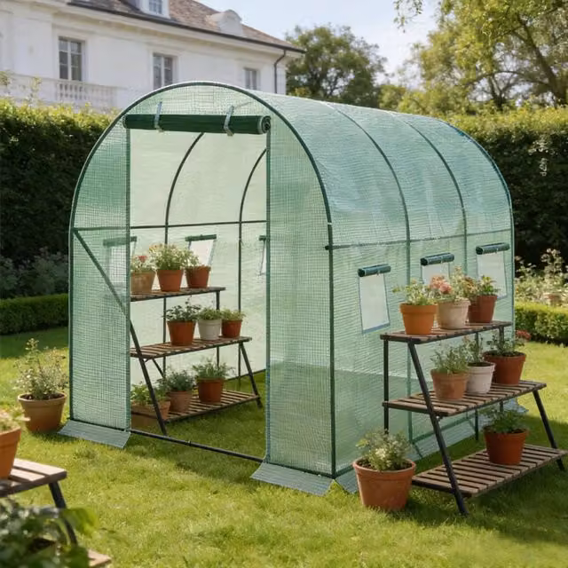 Serra da Giardino 300x200x190 cm in Acciaio con Telo in PE-Mesh Verde