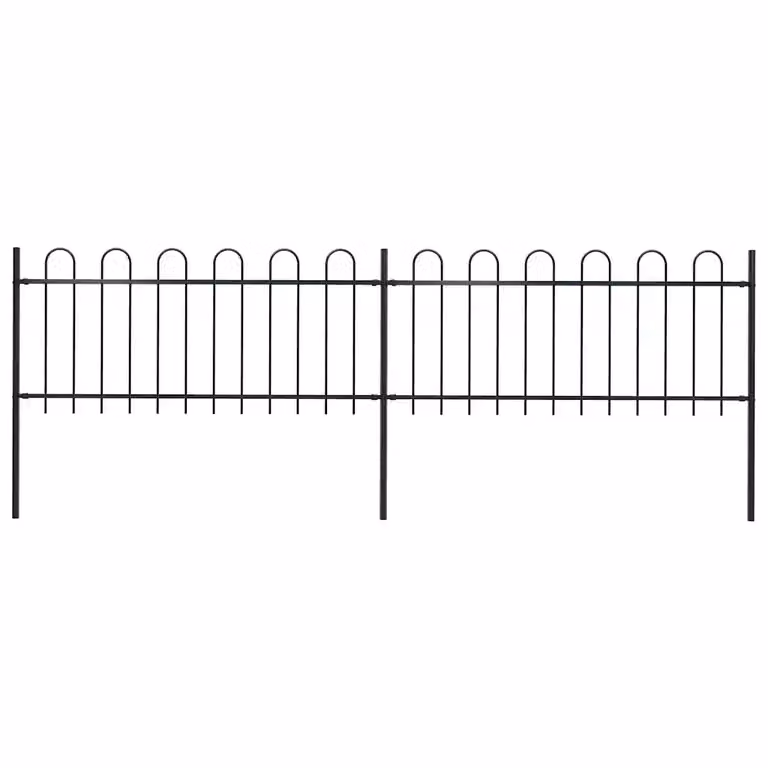 Recinzione da giardino vidaXL in acciaio con parte superiore ad anello nero, L: 337 cm, H: 80 cm