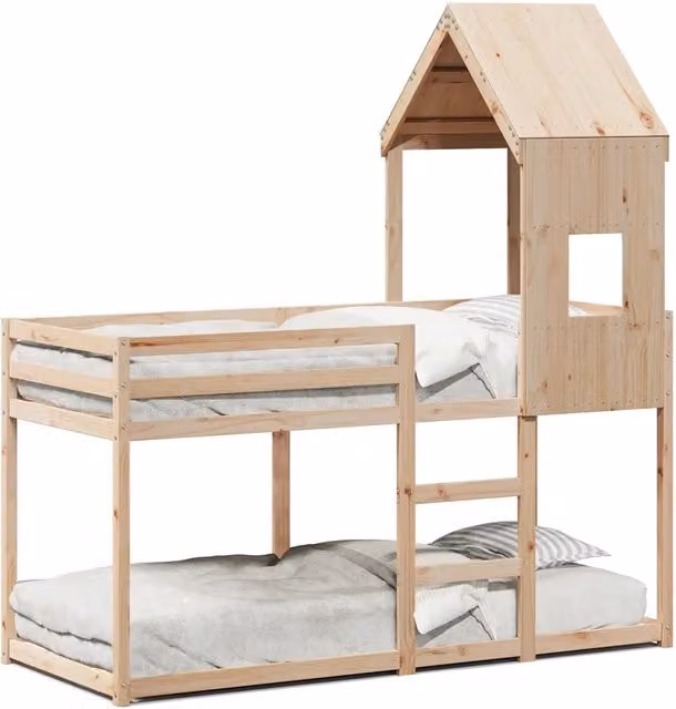 Letto singolo | Letto per adulti | Letto a Castello con Tetto 80x200 cm in Legno Massello di Pino