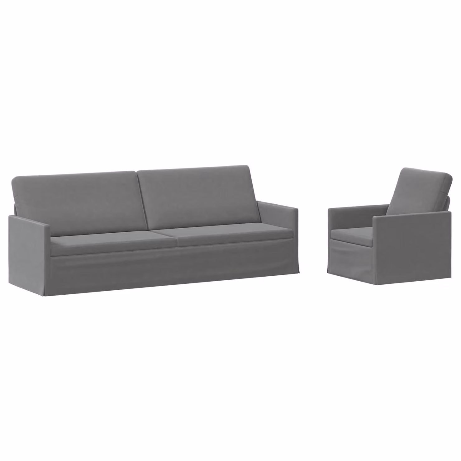 Set di 2 divani moderni vidaXL in velluto grigio con struttura in metallo per soggiorno o ufficio