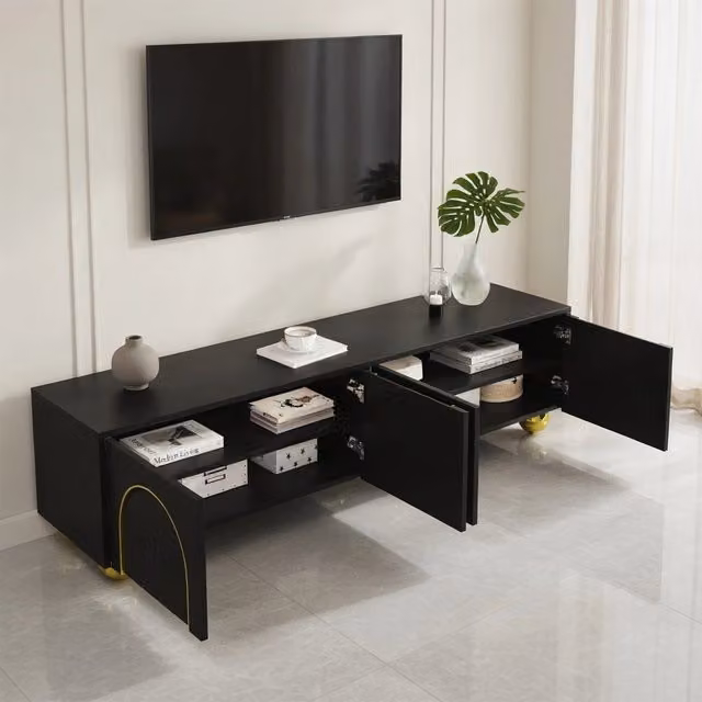 Cassettiera TV nera in truciolato; lunghezza 170 cm