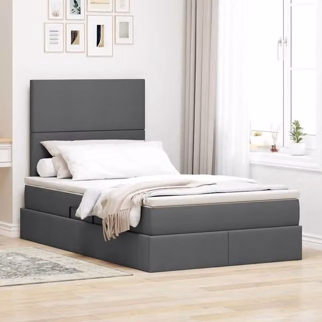 Letto con contenitore e materasso vidaXL in tessuto grigio L/P/H: 200 x 120 x 33 cm – 1