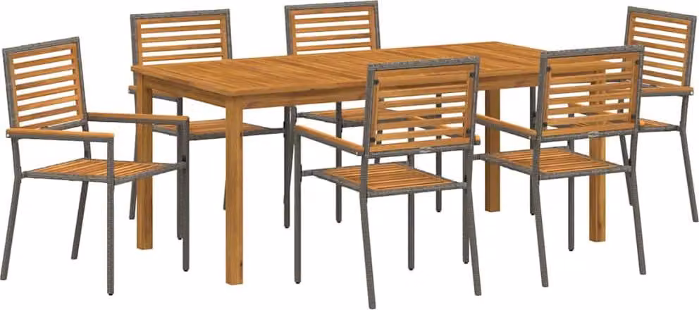 Set da Pranzo per Giardino 7 pcs Grigio
