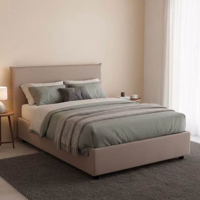Anissa, Letto Piazza e Mezza Sfoderabile Made in Italy, Grigio Tortora