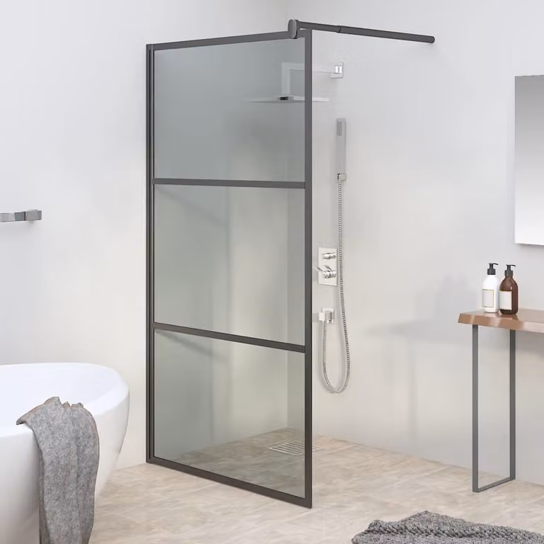Parete Doccia Walk in vidaXL in Vetro Scuro ESG Nero L: 100 cm, H: 195 cm