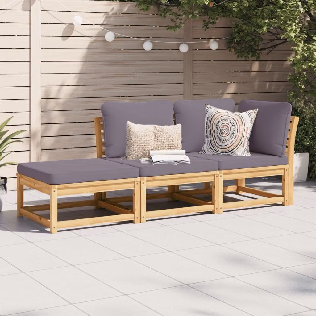 Maison Exclusive - Set Mobili da Giardino 3pz con Cuscini Legno Massello di Acacia