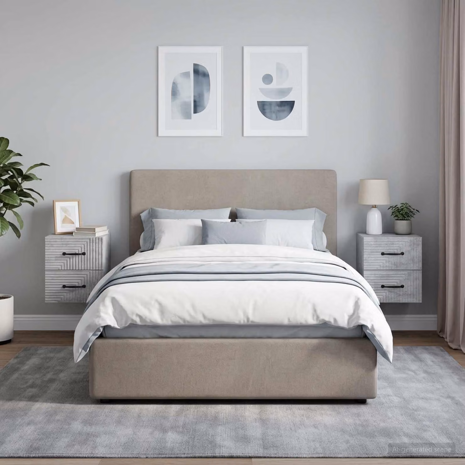 Set di 2 comodini sospesi vidaXL in stile moderno Grigio Cemento L 34,5 x P 33 x H 40 cm