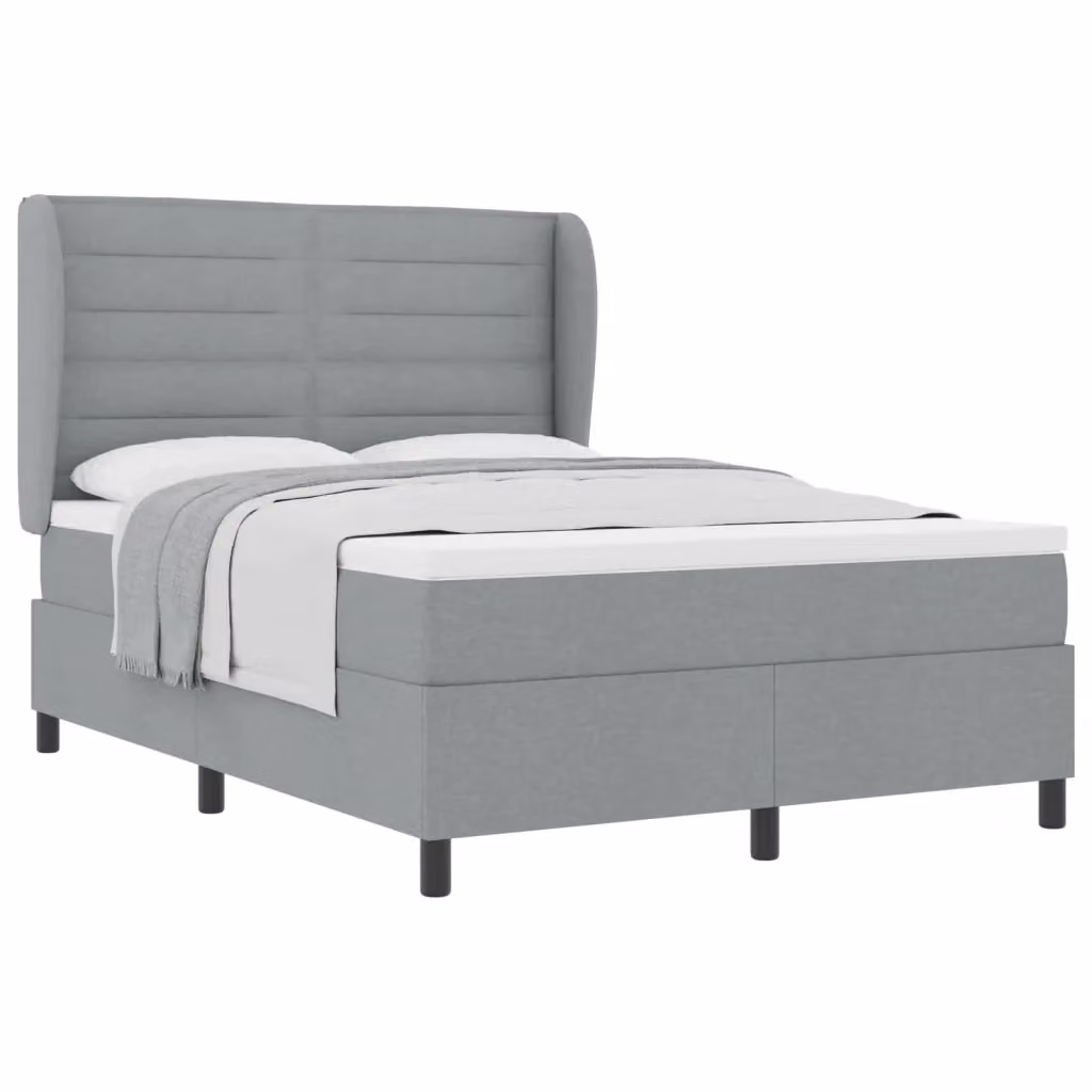 Letto a molle imbottito vidaXL in tessuto grigio, L/P: 140 x 200 cm – 2