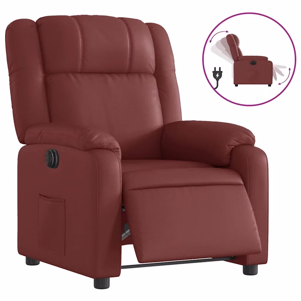 Poltrona Reclinabile Elettrica vidaXL in Similpelle Rossa con Braccioli per il Relax in Soggiorno – 2