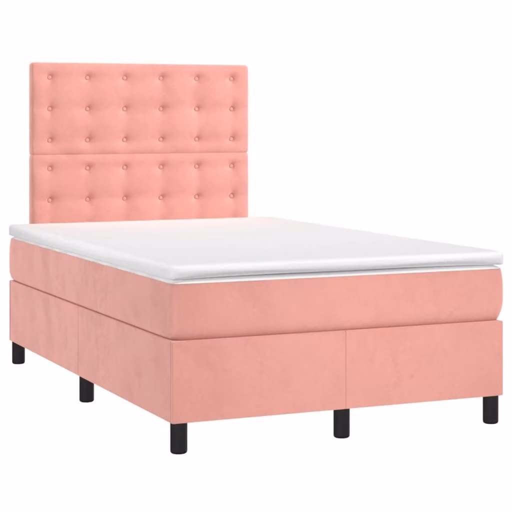 Maison Exclusive - Letto a Molle con Materasso e LED Rosa 120x190 cm in Velluto