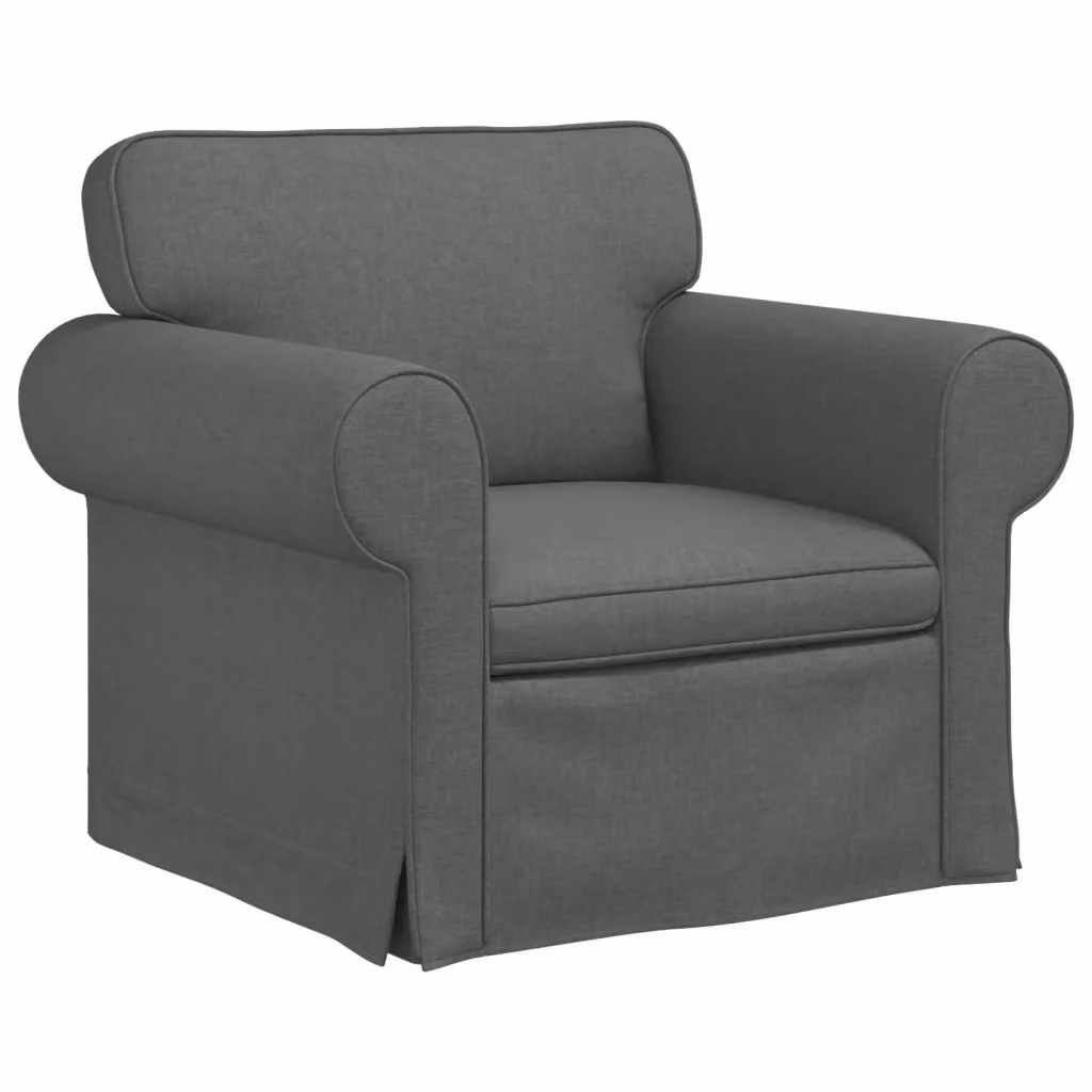 Divano moderno vidaXL in tessuto grigio scuro con struttura in metallo e coperture rimovibili L: 215 cm, P: 82 cm, H: 80 cm – 2