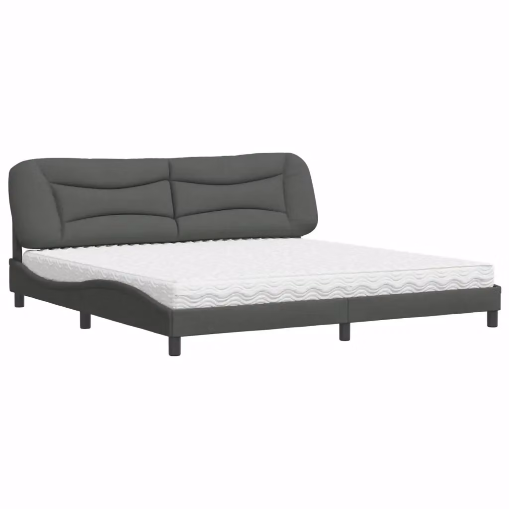 Letto con Materasso Hvar vidaXL Grigio e Bianco in Tessuto L/P/H: 200 x 200 x 74,5 cm – 2