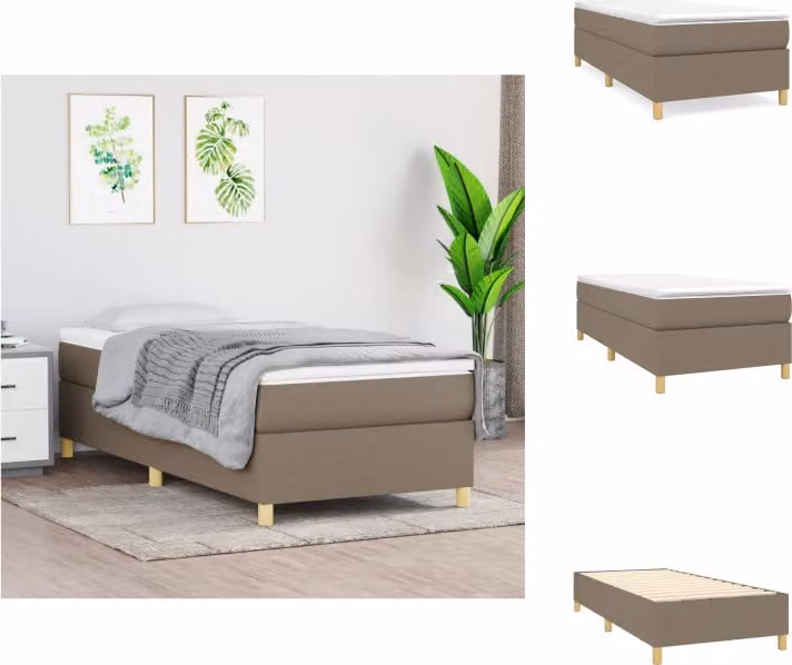 vidaXL Boxspring letto taupe 100x200 cm tessuto - Letti e strutture letto