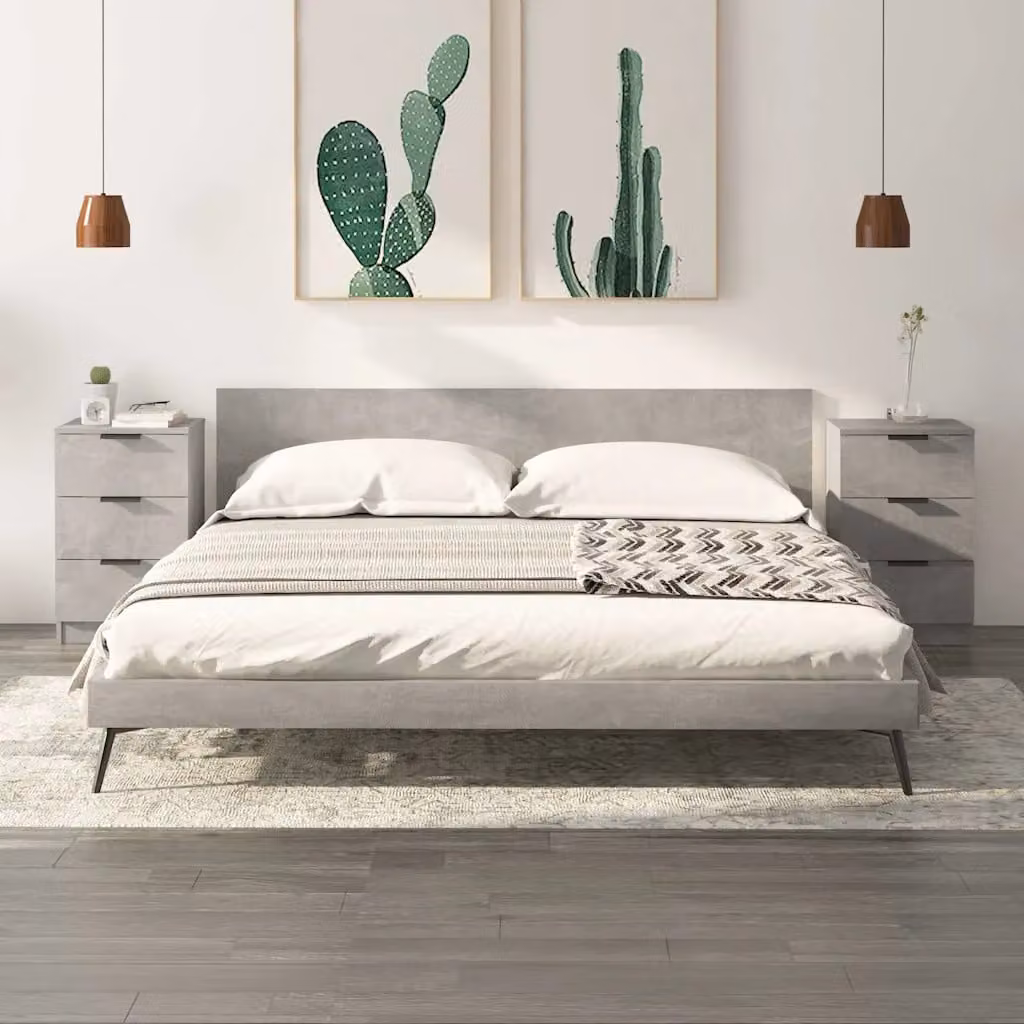 Set di 2 comodini moderni vidaXL in legno e MDF, colore grigio, L 40 cm x P 36 cm x H 65 cm