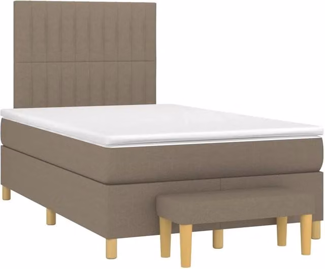 Letto Ibrido con Giroletto a Molle e Materasso vidaXL in Legno e Tessuto, Colore Beige, Bianco e Marrone, L/P/H: 120 x 200 cm
