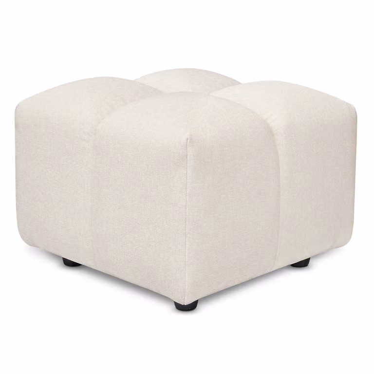 Pouf poggiapiedi con bombature morbide, Pouf Rubiq Crema 60 x 150 cm