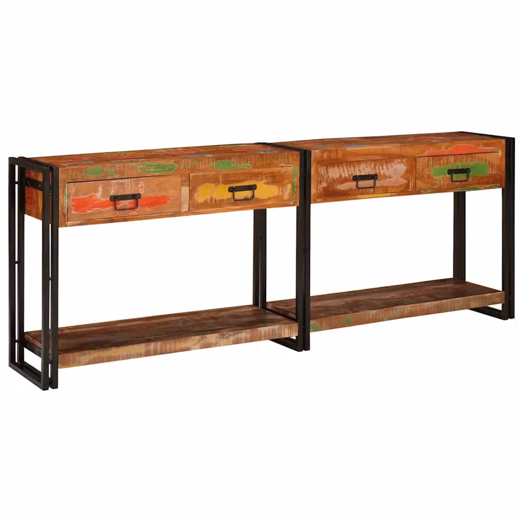 Set di 2 tavoli consolle vidaXL in legno stile rustico multicolore L: 200 cm, P: 33 cm, H: 75 cm