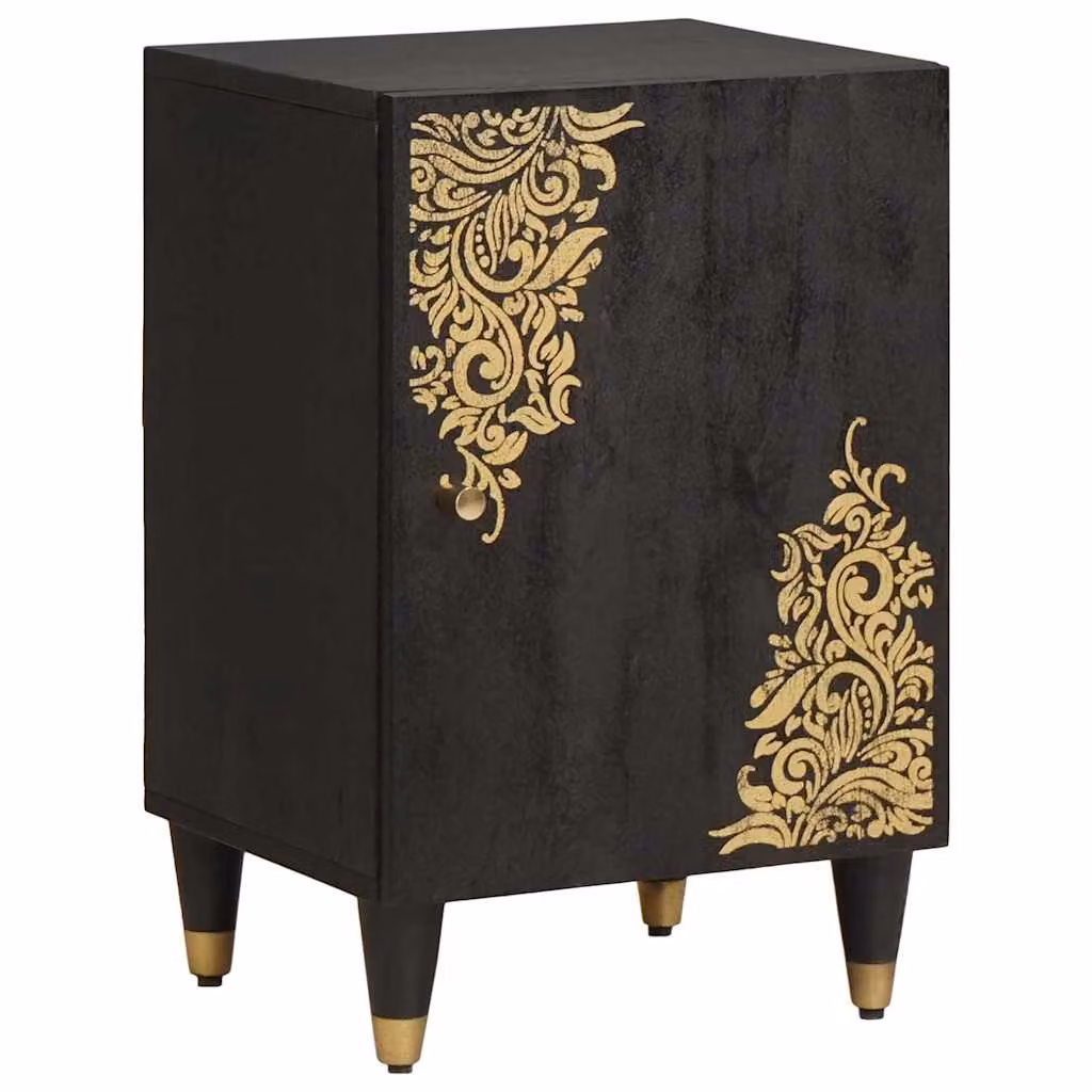 Mobile da bagno moderno vidaXL in legno di mango massello nero L/P/H: 38 x 33 x 58 cm