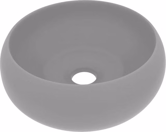 Lavabo da appoggio rotondo di lusso lavabo da bagno lavello da cucina guardaroba arredamento per la casa 40 x 15 cm ceramica grigio chiaro opaco 02_0002746