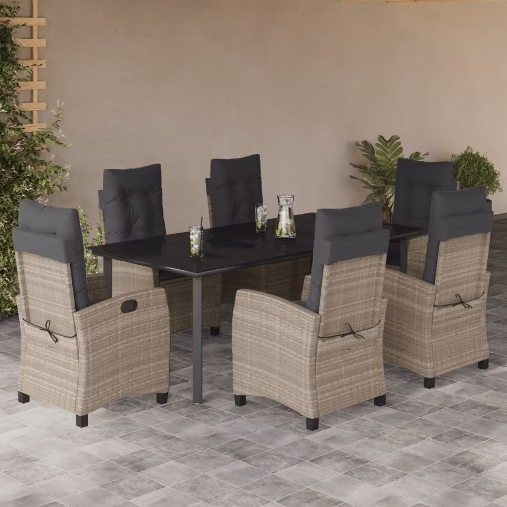 Set da Pranzo da Giardino vidaXL in Polyrattan e Vetro con 7 Pezzi, Grigio Antracite – 1