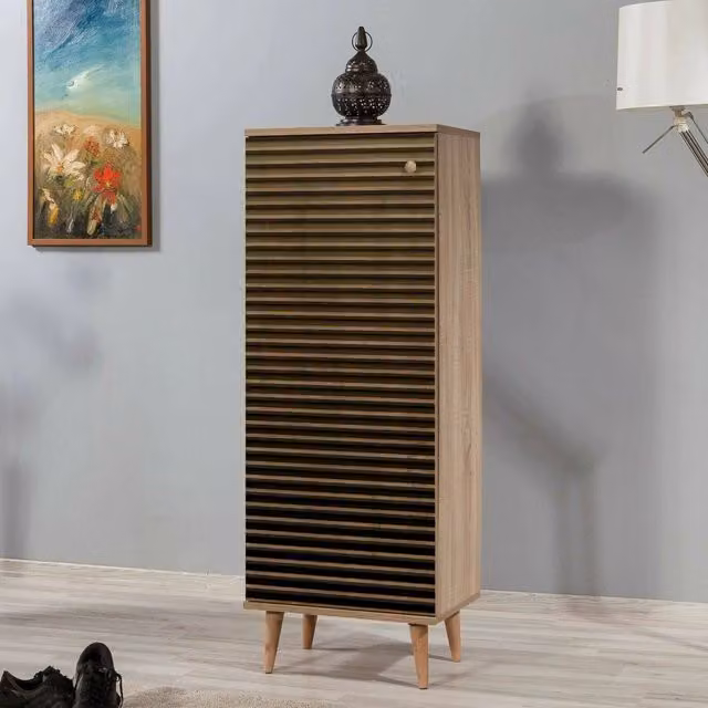 Scarpiera DMORA Giadeite in finitura rovere opaco, mobile porta scarpe moderno per ingresso L: 50 cm, P: 38 cm, H: 135 cm