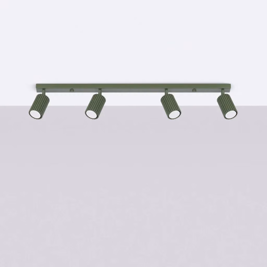 Plafoniera moderna Pure Lume Gravio in metallo verde con 4 spot GU10 regolabili, L: 81 cm – 2