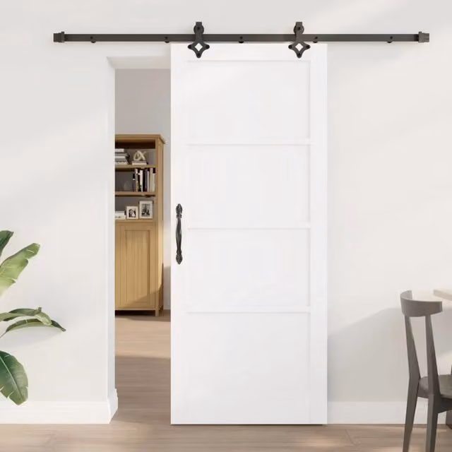 Porta scorrevole moderna vidaXL in legno e acciaio, Bianco e Nero, H: 202 cm x L: 83 cm