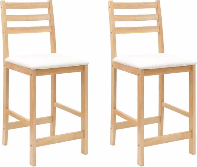 Set di 2 sedie da pranzo e cucina moderne in legno di gomma con rivestimento in tessuto, disponibili nei colori bianco o marrone, L: 40 cm, P: 47,5 cm, H: 99,5 cm