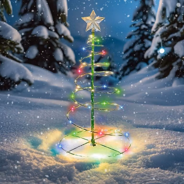 Lampada a energia solare a forma di albero di Natale, resistente alle intemperie, catena luminosa a LED, 50 cm