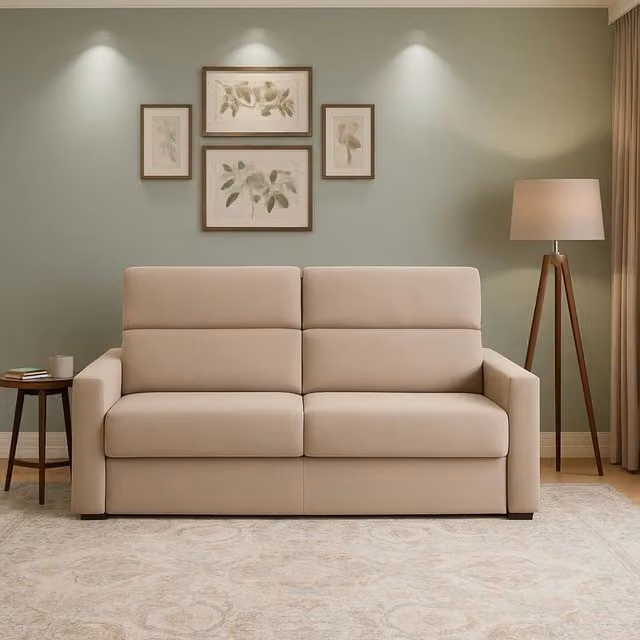 Divano Letto 2 Posti DMORA con Rivestimento Sfoderabile e Contenitore, Grigio Tortora, L: 180 cm, P: 95 cm – 1