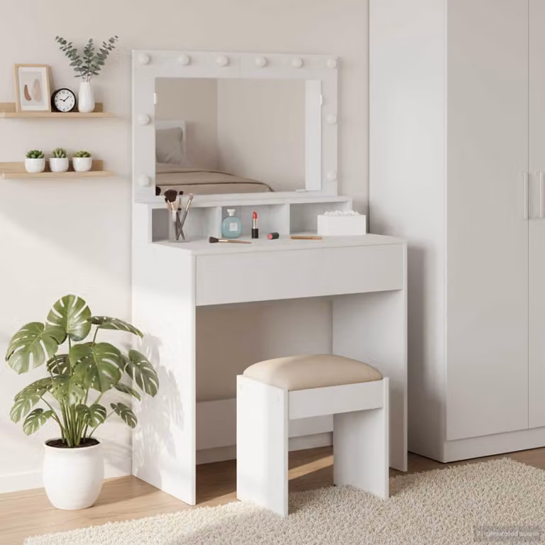 vidaXL Tavolo da Trucco Moderno Bianco in MDF L/P/H: 78,5 x 41 x 135 cm