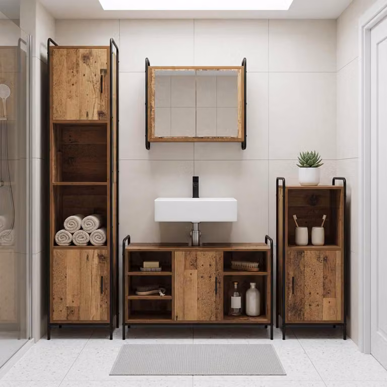 vidaXL Set di Armadi da Bagno 2 pz Legno antico 65,5 x 34 x 61 cm