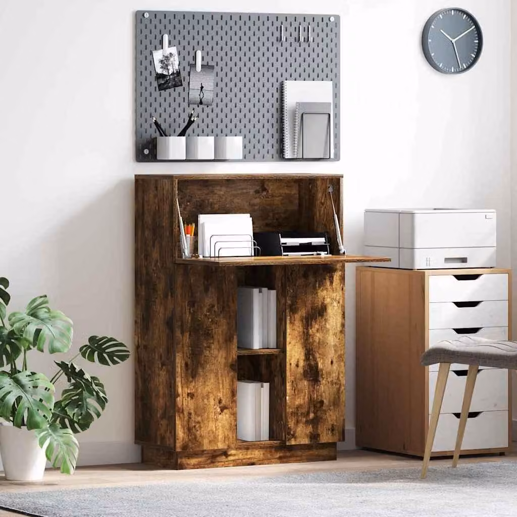 Maison Exclusive - Scrivania in legno impiallacciato effetto noce, dimensioni 71,5 x 31,5 x 106,5 cm
