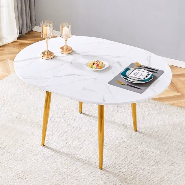 Tavolo da pranzo rotondo allungabile ¨C Minimal ¨C effetto legno rovere, 107-137 cm di diametro
