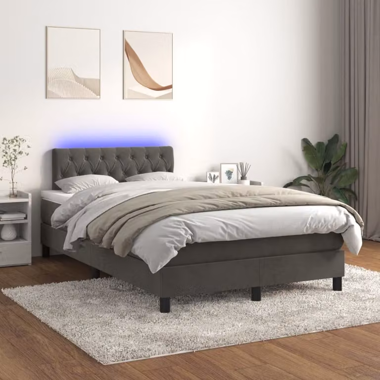 Maison Exclusive - Letto a Molle con Materasso e LED Grigio Scuro 120x200 cm