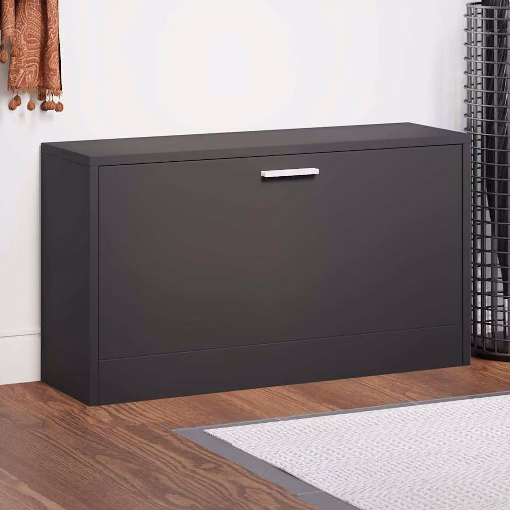 Panca Scarpiera vidaXL Nera in Legno e Metallo L: 80 cm, P: 24 cm, H: 45 cm
