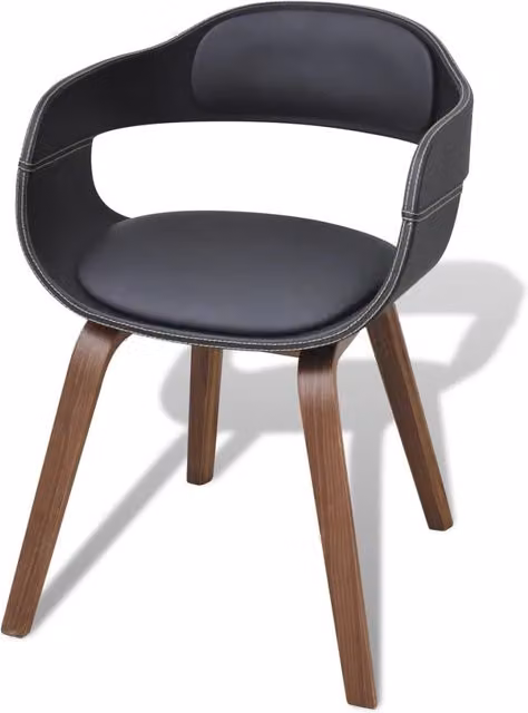 Set di 6 sedie da pranzo vidaXL in legno e similpelle color noce e nero per cucina e sala da pranzo