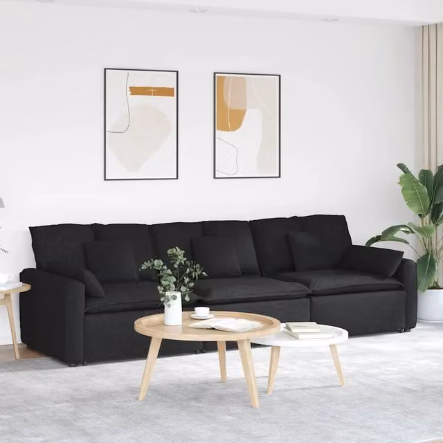Divano Modulare con Cuscini Nero 3321089
