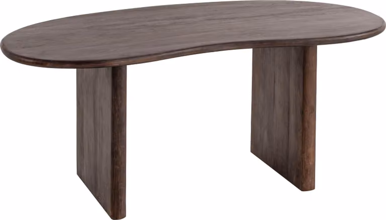 WOHNLING Scrivania 180x90x75 cm in legno massiccio di acacia scrivania per computer retro ufficio casa scrivania solida a forma di rene in marrone scuro scrivania in legno tavolo per computer portatile