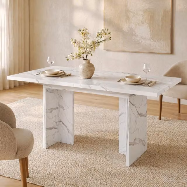 Tavolo da pranzo rettangolare allungabile MODFU in MDF bianco lucido per 6-8 persone