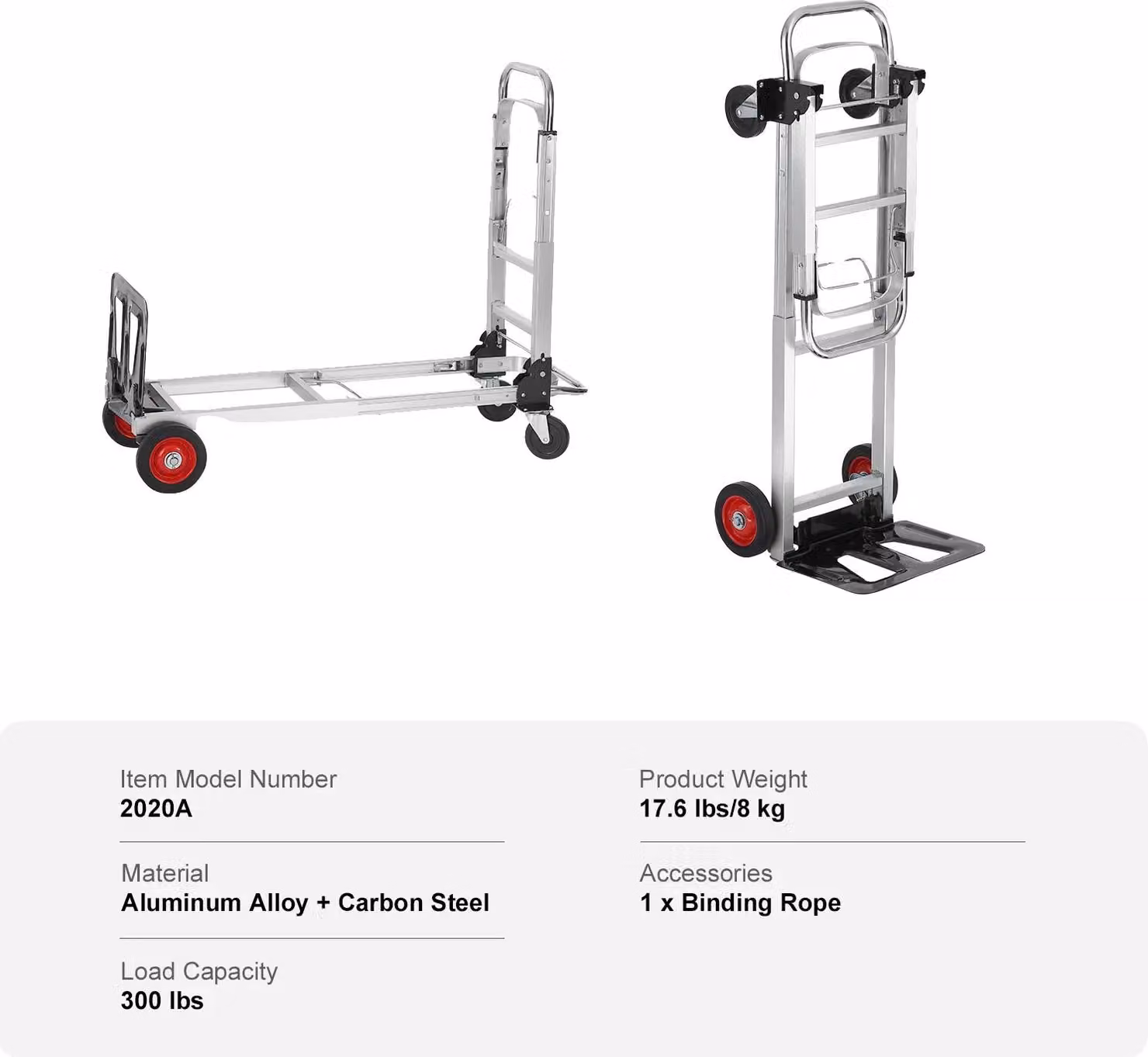 Carrello manuale pieghevole, elevata capacità di carico, design versatile, 400 libbre
