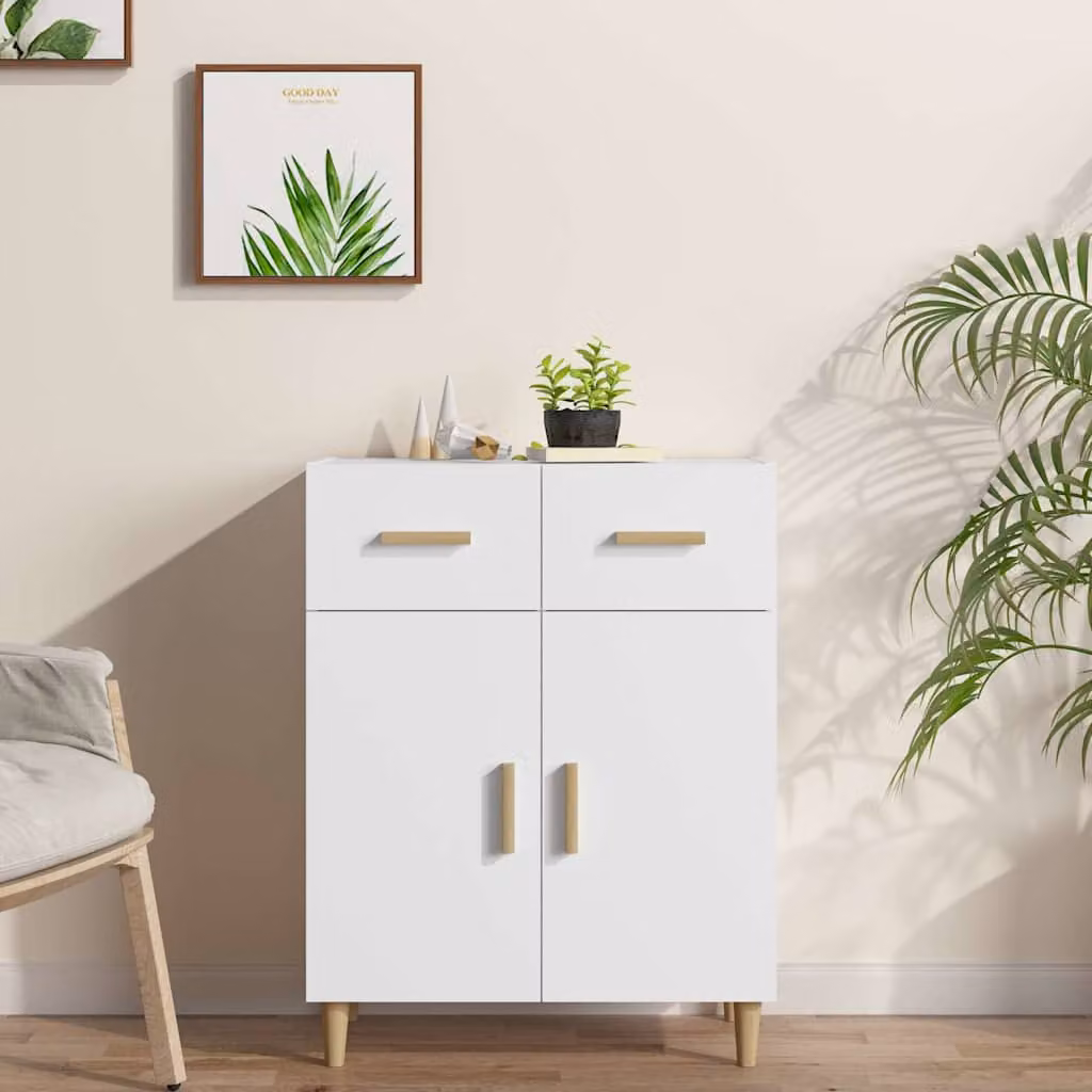 vidaXL Credenza Bianca in Legno Multistrato L: 69,5 cm, P: 34 cm, H: 89 cm