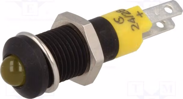 1 x Indicatore luminoso: LED, apertura: Ø 8,2 mm, 24÷28 VDC, grado di protezione IP40, convesso, metallo, modello SMRD08114, LED