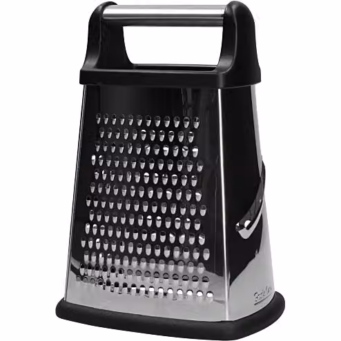 GUSTO CASA Grattugia Maxi rettangolare in acciaio inox color argento con lame multiple e base antiscivolo, Altezza: 22 cm
