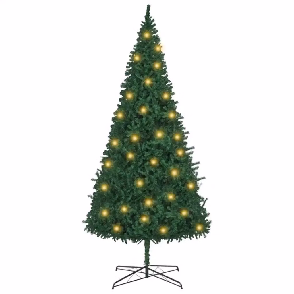 Albero di Natale moderno vidaXL in PVC verde con luci LED bianco caldo 400 cm – 2