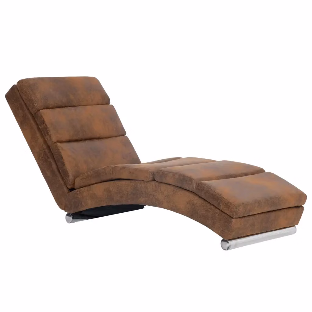 Sdraio moderna vidaXL in pelle scamosciata artificiale marrone per giardino L: 155 cm, P: 71 cm, H: 51 cm – 2