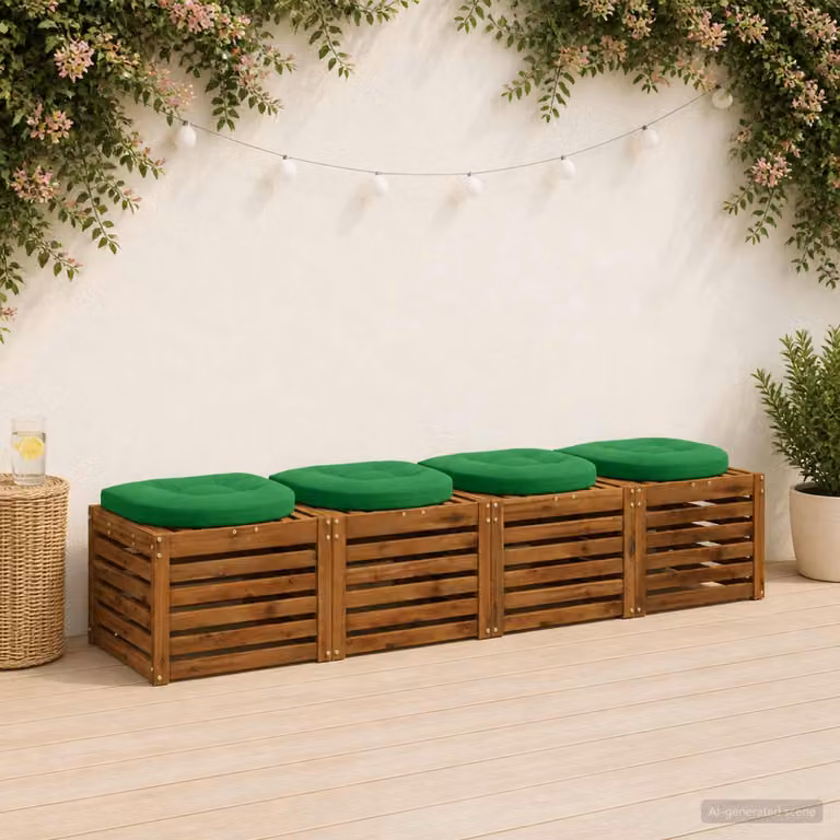 Set di 4 cuscini per sedia rotondi vidaXL in poliestere verde con imbottitura in schiuma