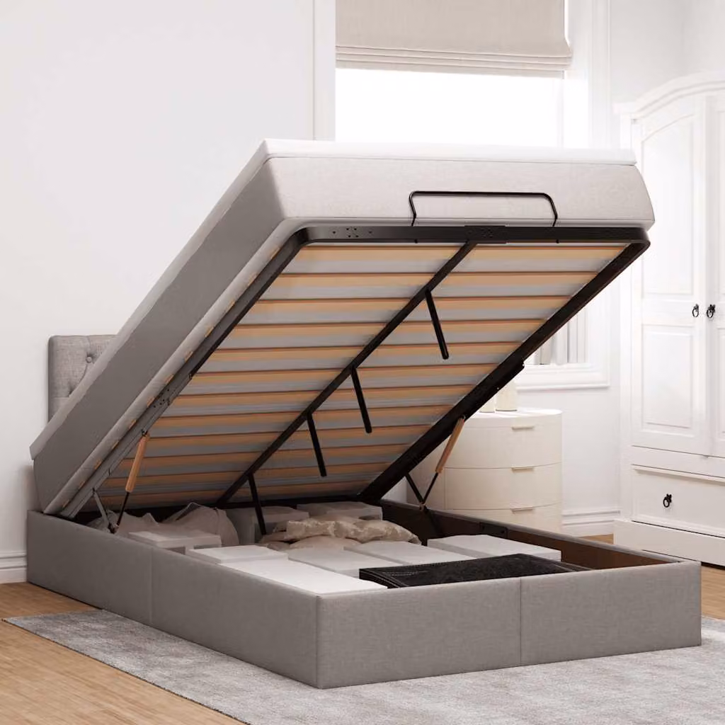 Letto con contenitore a sollevamento vidaXL in tessuto con materasso, L/P/H: 200 x 120 x 88 cm – 1