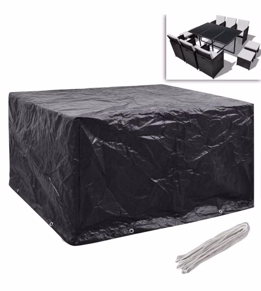 Coperture Arredi Giardino 2pz Polyrattan 8 Occhielli 172x113cm