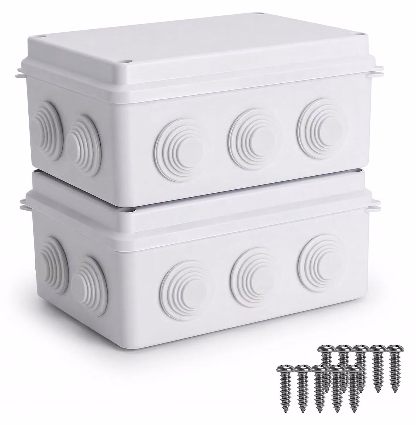 2 scatole di derivazione, impermeabili IP65, dimensioni 150 x 110 x 70 mm, scatole di connessione, da incasso, con alloggiamento in ABS, colore bianco